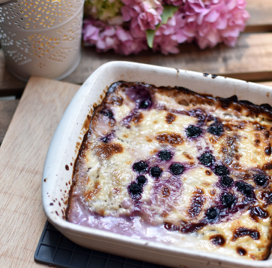 blueberry strukli close-up